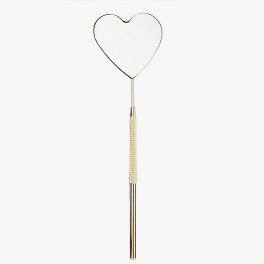 Gold Heart-Shaped Handheld Lash Mirror